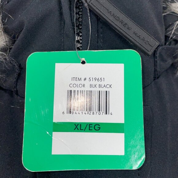 Andrew Marc Women's Black Coat With Faux Fur Hoodie Size XL - New - Picture 11 of 12